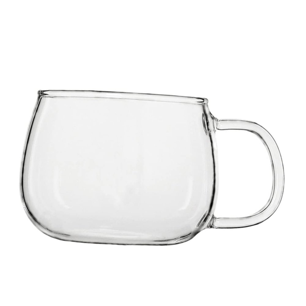 Anneome 1pc Transparent Glass Drink Cup Versatile Milk Juice and Water Cup with Comfortable Grip for Home Use and Everyday Beverages
