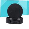Anneome Beverage Coasters with Stand 7 Pcs Round Leather Drink Mats Insulation Stain Protection for Tables view 2