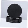 Anneome Beverage Coasters with Stand 7 Pcs Round Leather Drink Mats Insulation Stain Protection for Tables view 3