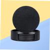 Anneome Beverage Coasters with Stand 7 Pcs Round Leather Drink Mats Insulation Stain Protection for Tables view 4