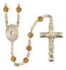 Bonyak Jewelry 14k Gold-Filled 6mm Austrian Crystal Virgin of the Globe Rosary in November Yellow view 1