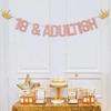 18 & Adultish Banner 18th Birthday Decorations 18 Years Old Party Decoration Welcome to Adulting Funny 18th Anniversary Party Supplies Rose Gold Glitter view 3
