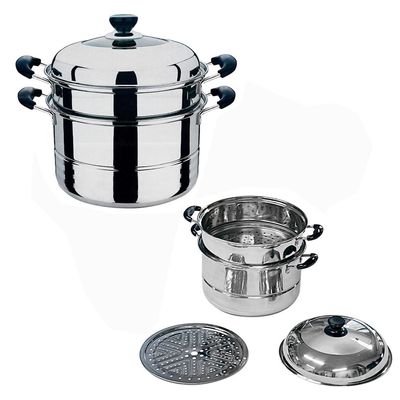 2-tier 12 inch Stainless Steel Stackable Steamer Pot, with Lid, Multipurpose Use