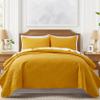 Lavsiry Mustard Yellow Quilt Queen Size with Striped Pattern, Lightweight Soft Summer Thin Microfiber Bedspread & Coverlet Bedding Set for All Seasons - 3 Piece(1 Quilt, 2 Pillow Shams) view 2