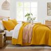 Lavsiry Mustard Yellow Quilt Queen Size with Striped Pattern, Lightweight Soft Summer Thin Microfiber Bedspread & Coverlet Bedding Set for All Seasons - 3 Piece(1 Quilt, 2 Pillow Shams) view 3