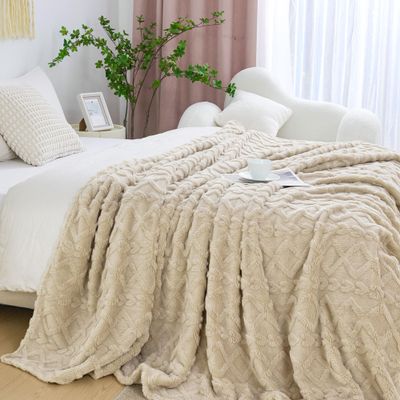 Aganear Blanket Queen Size - Fuzzy Cozy Soft Blanket for Couch, Sofa, Bed, Office, Decorative Present for All Seasons, Portable Throw Blankets for Couch, Sofa, Bed(90"x90", Khaki)