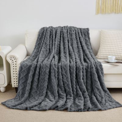 Aganear Twin Blanket - 3D Stylish Design, Luxury Portable Lightweight Blanket Super Soft, Fluffy, Warm, Cozy, Fuzzy for Couch Living Room Bed Outdoors Office Travel(60"80", Gray)
