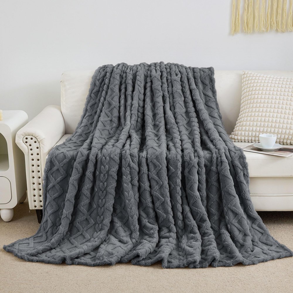 Aganear Twin Blanket - 3D Stylish Design, Luxury Portable Lightweight Blanket Super Soft, Fluffy, Warm, Cozy, Fuzzy for Couch Living Room Bed Outdoors Office Travel(60"80", Gray)
