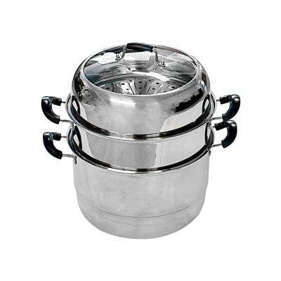 14"(36cm) Stainless Steel Steam Pot 2 Tier Multi-Layer Stack Steam Pot Boiler