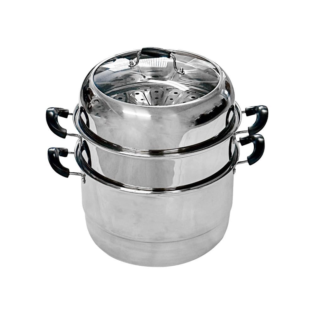 14"(36cm) Stainless Steel Steam Pot 2 Tier Multi-Layer Stack Steam Pot Boiler