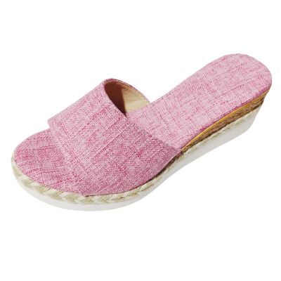 Ladies Fashion Solid Color Breathable Mesh Comfortable Flat Bottom Casual Shoes Women Bow Sandals Size 8 (Pink, 8)