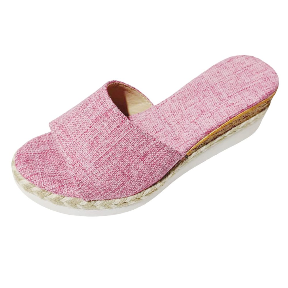 Ladies Fashion Solid Color Breathable Mesh Comfortable Flat Bottom Casual Shoes Women Bow Sandals Size 8 (Pink, 8)