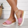 Ladies Fashion Solid Color Breathable Mesh Comfortable Flat Bottom Casual Shoes Women Bow Sandals Size 8 (Pink, 8) view 2