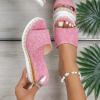 Ladies Fashion Solid Color Breathable Mesh Comfortable Flat Bottom Casual Shoes Women Bow Sandals Size 8 (Pink, 8) view 3