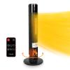 CAYNEL Tower Ceramic & Flame Heater with 3D Flame and Oscillation Function, 3 Modes, Safety Alert Switch, Remote and Touch Control, Multiple Safety,Ideal For Home,livingroom, Black view 1