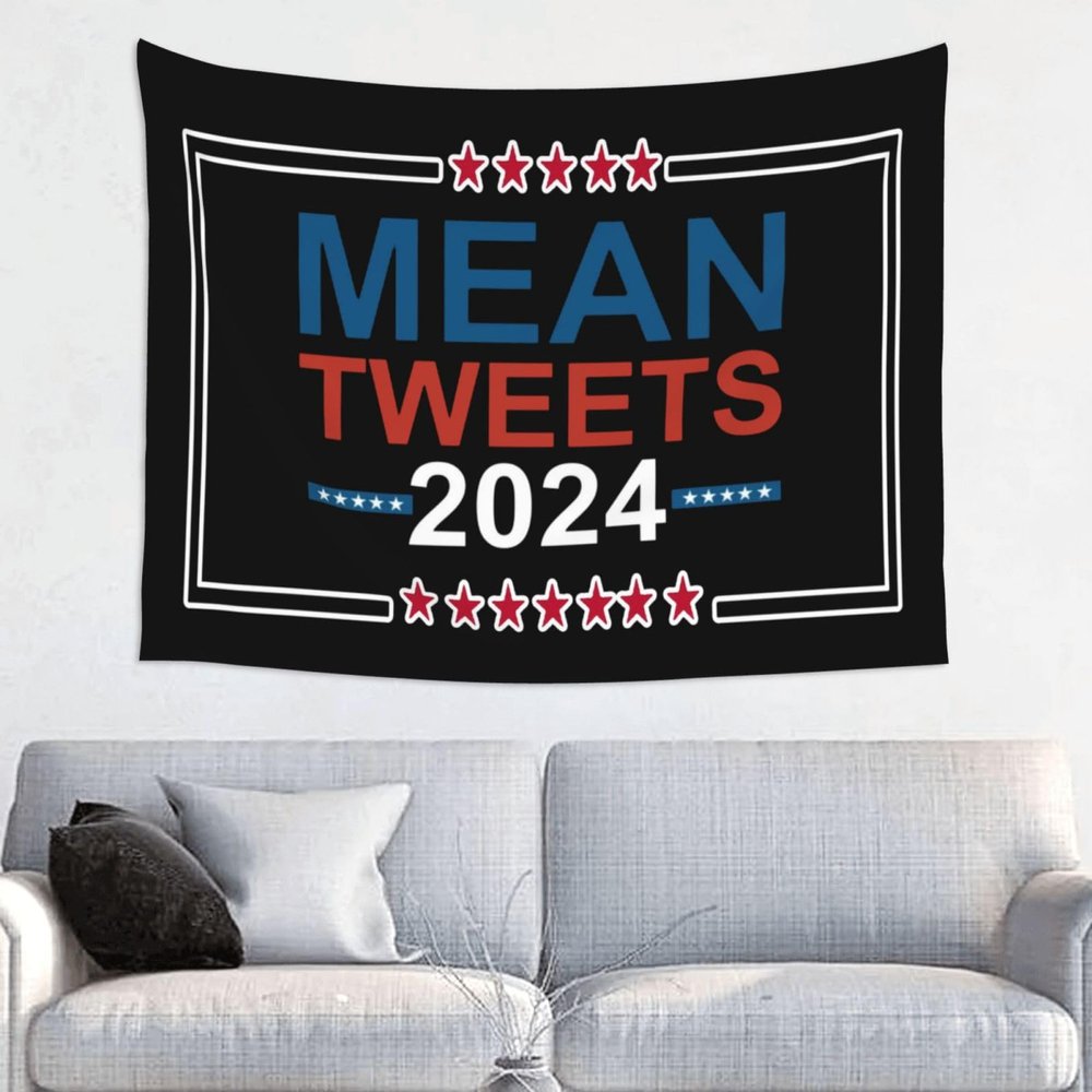 Rqwaaed Funny Election Design Mean Tweets 2024 Tapestry Perfectly Embellishes The Wall 29x37in