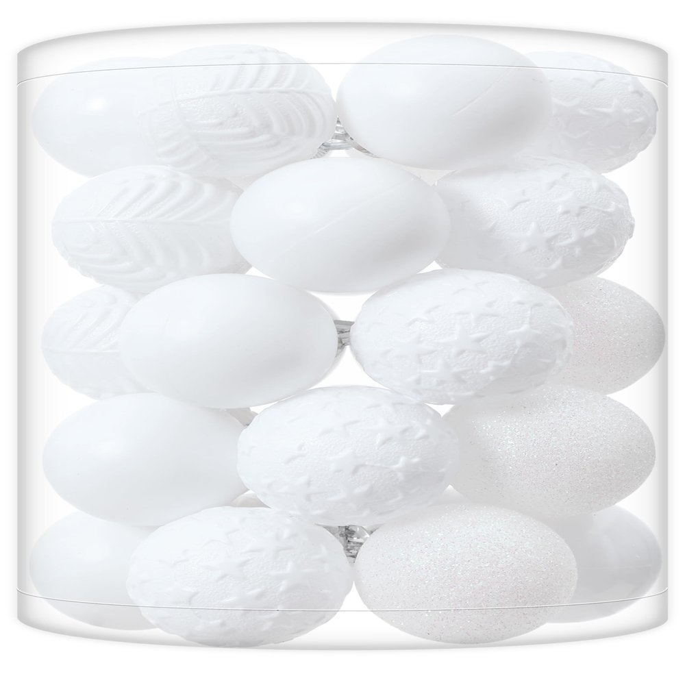 34ct White Mini Christmas Ball Ornaments Shatterproof Plastic Christmas Tree Decorations for Xmas Party Home Office Holiday Decor -Small Size (1.57"/ 40mm)