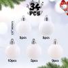 34ct White Mini Christmas Ball Ornaments Shatterproof Plastic Christmas Tree Decorations for Xmas Party Home Office Holiday Decor -Small Size (1.57"/ 40mm) view 2
