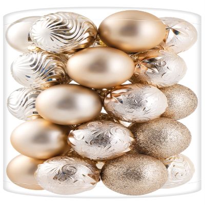 34ct Champagne Christmas Ball Ornaments Shatterproof Plastic Christmas Tree Decorations for Xmas Party Home Office Holiday Decor -Medium Size (2.36"/ 60mm)