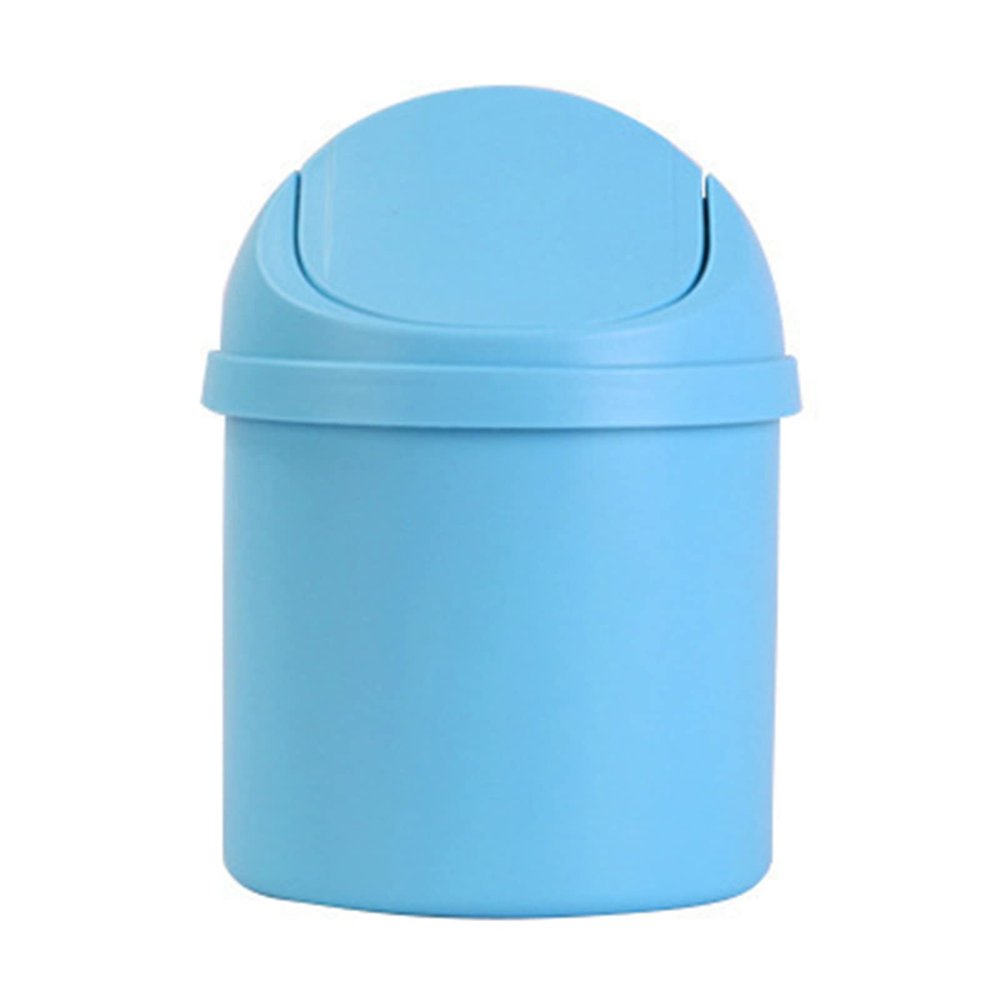 Mini Trash Can with Lid, Mini Desktop Trash Can PP Compact Intimate Lid Design Trash Can for Desk Bedroom Living Room (Blue)
