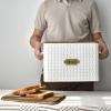 EMAX HOME Extra Large Space Saving Farmhouse Bread Box With Wood Lid - Vertical Breadbox Bread Storage Bin Holder for Kitchen Countertop, White view 2