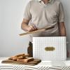 EMAX HOME Extra Large Space Saving Farmhouse Bread Box With Wood Lid - Vertical Breadbox Bread Storage Bin Holder for Kitchen Countertop, White view 3