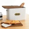 EMAX HOME Extra Large Space Saving Farmhouse Bread Box With Wood Lid - Vertical Breadbox Bread Storage Bin Holder for Kitchen Countertop, White view 4