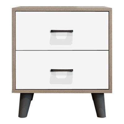 CALMR Practical Nightstand Simple Bedside Table Solid Wood Foot Storage Drawer Nightstand with 2 Drawers Bedside Cabinet Living Room Bedroom End Table