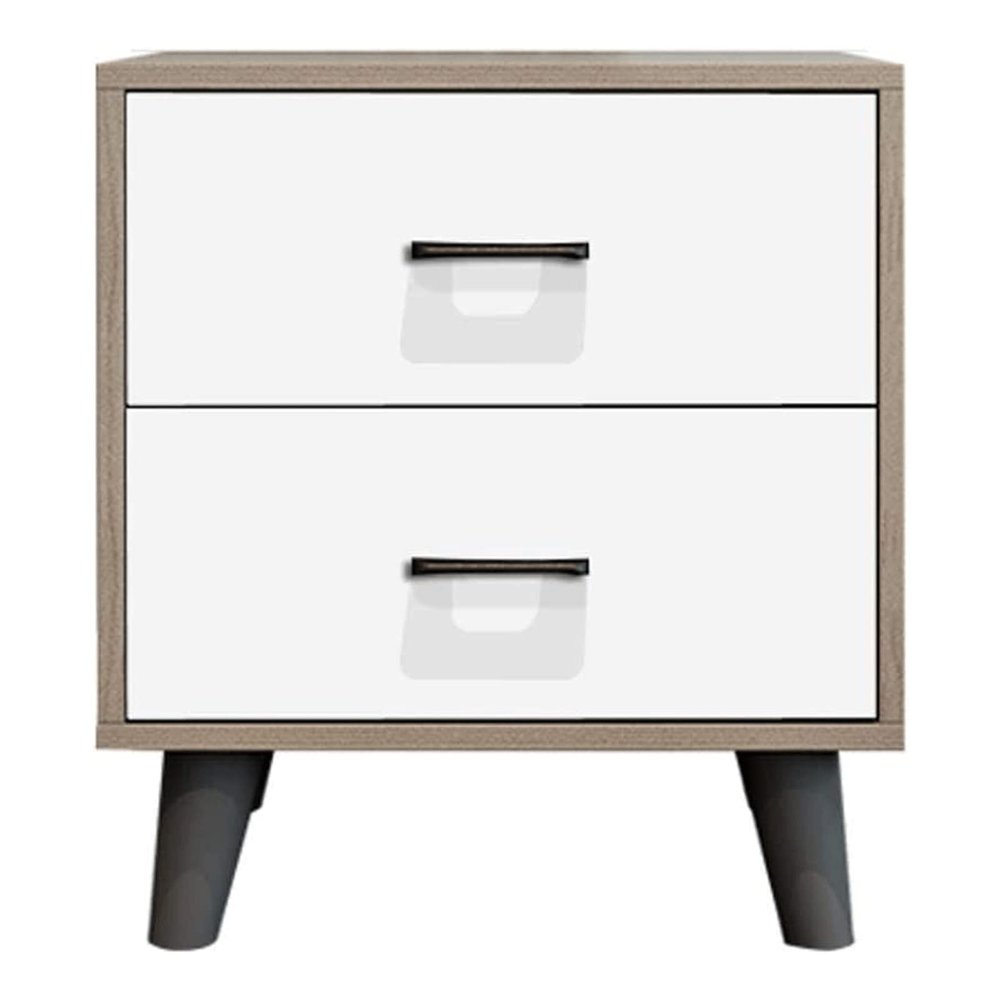 CALMR Practical Nightstand Simple Bedside Table Solid Wood Foot Storage Drawer Nightstand with 2 Drawers Bedside Cabinet Living Room Bedroom End Table