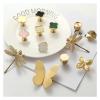 UAMOU Four Leaf Clover Brass Wardrobe Handle Nordic Light Luxury Pastoral Style Single Hole Butterfly Dragonfly Brass Cabinet Handle Cheerfully (Color : 2) view 3