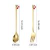 AMNGYOOK 8PCS Fruit Dessert Spoon And Fork, Stainless Steel Fork and Spoons With Fruit Pendant For Desserts Cake Fruits Coffee (Gold 4 Spoons+4 Forks) view 2