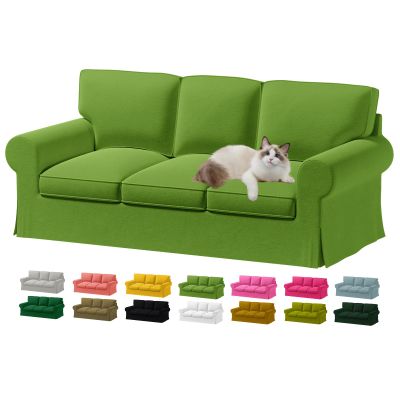 Custom Made Ektorp 3 Seat Couch Velvet Replacement Cover Only Fits IKEA Ektorp 3 Seat Sofa,Ektorp Sofa Cover,Only Cover(Don't Fit Uppland 3 Seat Sofa) (Grass Green)