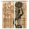 African Curtains Silhouette Beautiful Black Woman African Animals Zebra Giraffe Brown Rod Pocket Blackout Window Drape for Living Room Bedroom Bathroom 63x63in view 1