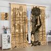 African Curtains Silhouette Beautiful Black Woman African Animals Zebra Giraffe Brown Rod Pocket Blackout Window Drape for Living Room Bedroom Bathroom 63x63in view 4