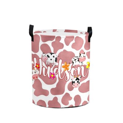 Custom Rose Gold Print Floral Laundry Hamper Personalized Laundry Basket with Name Storage Basket with Handle for Bathroom Living Room Bedroom