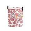 Custom Rose Gold Print Floral Laundry Hamper Personalized Laundry Basket with Name Storage Basket with Handle for Bathroom Living Room Bedroom view 1