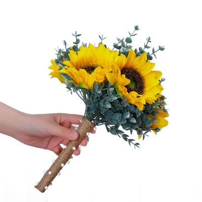 EUBUY Wedding Bouquets for Bride, Artificial Vintage Sunflower Bouquets for Outdoors Baby Shower Home Wedding Decor, Bride Holding Flowers, 11.8x7.9 Inch
