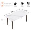 63" White Dining Table with Sintered Stone Tabletop, Modern Kitchen Table with 4 Pink Metal Legs Boat Shaped Dining Room Table for 4-6, for Home, Living Room, Dining Room, Office(Not Include Chair) view 3