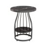 2-Layer Sofa Table, Metal End Table with Marble Finish, Round Coffee Table for Library Reading Room Balcony, 50 * 50 * 63CM(Size:50 * 50 * 63CM,Color:C) view 1