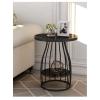 2-Layer Sofa Table, Metal End Table with Marble Finish, Round Coffee Table for Library Reading Room Balcony, 50 * 50 * 63CM(Size:50 * 50 * 63CM,Color:C) view 3