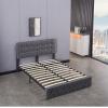Anwick Modern Upholstered Platform Bed with Adjustable Headboard, King Size Bed Frame, Heavy Duty Button Tech Cloth Bed Frame with Wood Slat Support, Easy Assembly, No Box Spring Needed (Grey, King) view 3