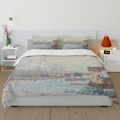 RIVINE Alfred Sisley Duvet Cover Set 3 Pieces Customizable Soft Breathable Microfiber Duvet Cover Bedding Set with 2 Pillow Shams 4 Ties Twin XL