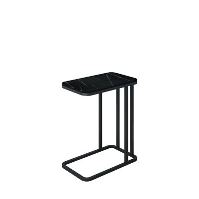 C Shaped Sofa Table, Square Side Table with Metal Frame, Snack Table for Clothing Store Living Room, 50 * 30 * 58.5CM(Size:50 * 30 * 58.5CM,Color:D)