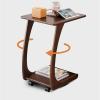 2-Layer Sofa Table C Shaped, Wood End Table with Movable Pulley, Snack Table for Tea Room Studio Apartment(Size:46 * 40 * 63CM,Color:B) view 3