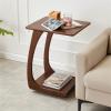 2-Layer Sofa Table C Shaped, Wood End Table with Movable Pulley, Snack Table for Tea Room Studio Apartment(Size:46 * 40 * 63CM,Color:B) view 4