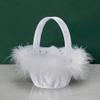 Flower Girl Baskets for Wedding, 2 Pack Wedding Flower Baskets for Girls, White Artificial Pearls Rhinestones Bowkot Lace Wedding Baskets for Flower Girls view 3