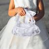 Flower Girl Baskets for Wedding, 2 Pack Wedding Flower Baskets for Girls, White Artificial Pearls Rhinestones Bowkot Lace Wedding Baskets for Flower Girls view 4
