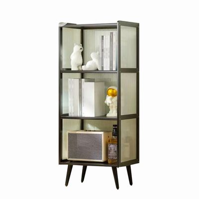Acrylic Floor Standing Bookcase, Upgraded Bookshelf with Legs Wall Display Cabinet, Wood Corner Organizer for Bedroom Living Room, Large Storage Space Design ( Color : Clear , Size : 42.5x33x106cm )
