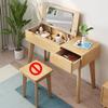KWOKING Solid Wood Dressing Table Scandinavian Flip-Top Vanity Desk Nordic Multi-Functional Bedroom Small Computer Desk Integrated Flip Type Makeup Table Natural - Makeup Vanity 39" L x 18" W x 30" H view 3
