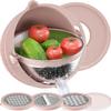 4-1 Strainer Bowl with Lid Set - Strainers and Colanders, Colander for Kitchen, Pasta Strainer, Fruit Cleaner, Veggie Wash, Funny Kitchen Present, Fruit Washing Bowl, Cooking Present for Women - Pink view 1